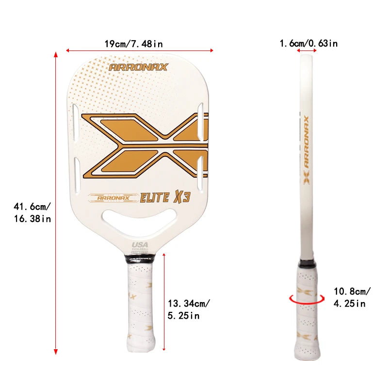 Arronax AR03 - White Pickleball Paddle Carbon Fiber