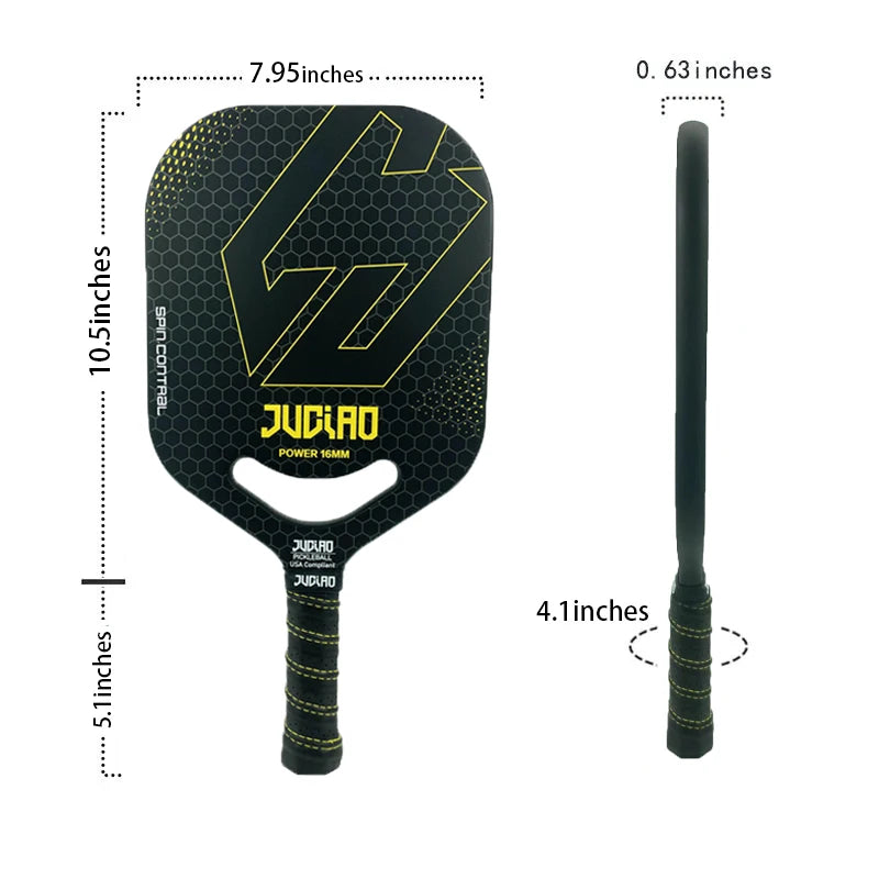 Juciao Power - Black Pickleball Paddle Fiberglass Surface